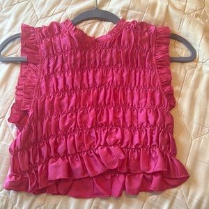 Zara hot pink ruffled crop top